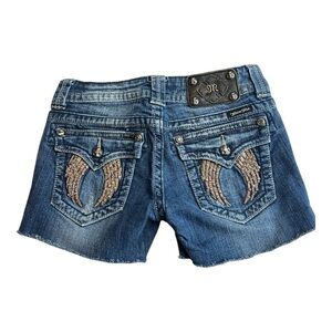 Miss Me Cut Off Crystal Wing Jean Shorts SZ 26